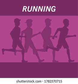 silhouette of athletic men running vector illustration design