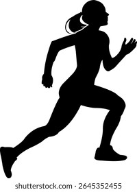 Silhouette of an athletic woman running