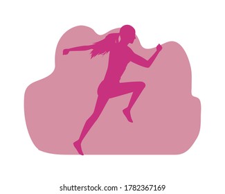 silhouette of athletic woman running vector illustration design