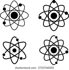 Conjunto de ilustración de estructuras atómicas de silueta