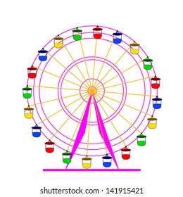 Silhouette atraktsion colorful ferris wheel. Vector  illustration.