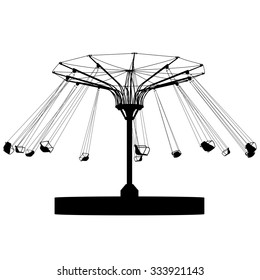 Silhouette attraction colorful ferris wheel. Vector illustration.