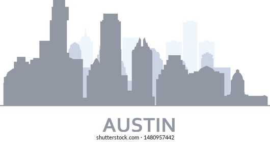 Silhouette of Austin city, Texas -  skyline of downtown of Austin