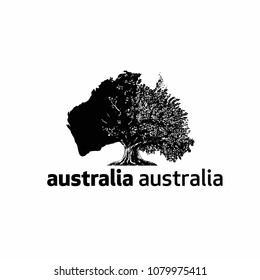 silhouette Australia Map Tree logo