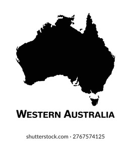 Silhouette of australia with text identifying western australia below