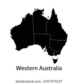 Silhouette of australia with western australia highlighted in text