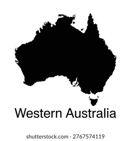 Silhouette of australia with western australia text below it