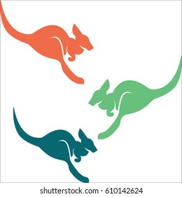 Silhouette of an Australian kangaroo on a white background. Vector illustration