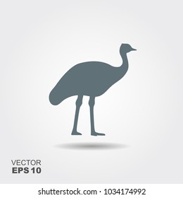 Silhouette of an Australian ostrich. Flat vector icon