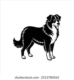 Silhouette of Australian shepherd dog vector clipart design