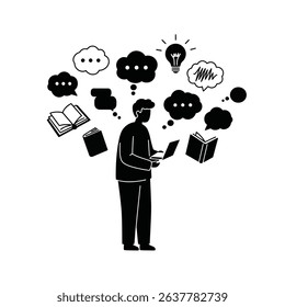 Silhouette of Author Brainstorming Ideas Creative Process