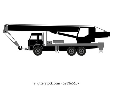 Silhouette of automobile crane