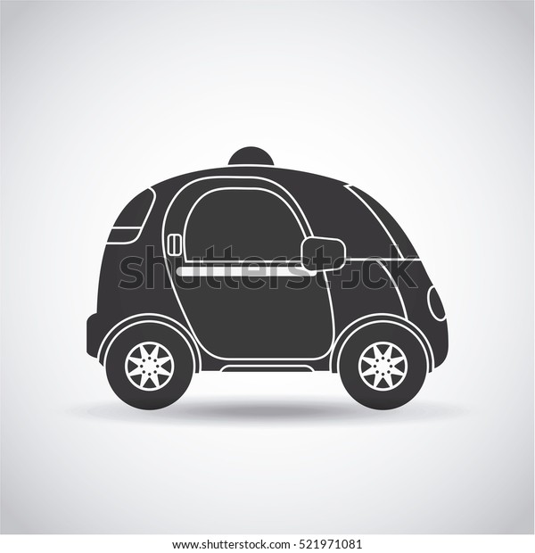 silhouette of autonomous car vehicle  over\
white background. ecology,  smart and techonology concept. side\
view. vector\
illustration