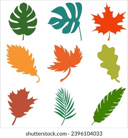 Silhouette of autumn leaves. Vector illustration. 