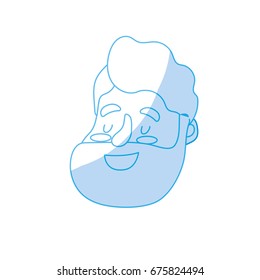 silhouette avatar happy man face with hairstyle design