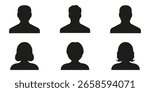 Silhouette Avatar Icon Set. User Profile, Anonymous Person, And Default Picture Silhouette Symbol Collection. Ideal For Social Media, Online Platforms, User Interfaces. Isolated Vector Illustration.