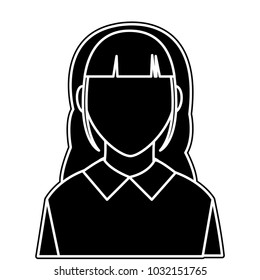 silhouette avatar woman with default face and blouse