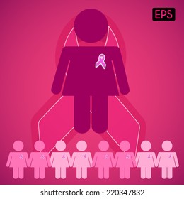 Silhouette awareness pink ribbon woman
