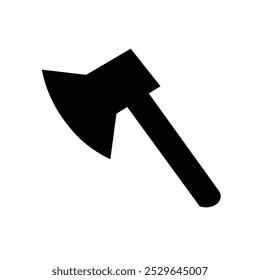 Silhouette of an axe in flat vector icon, a classic cutting tool symbol. Ideal for tool graphic design, carpentry projects, and woodwork. Isolated illustration on a white background