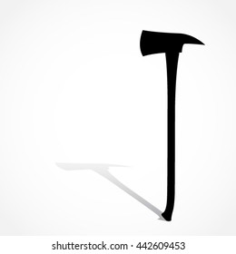 silhouette axe with shadow / vector illustration