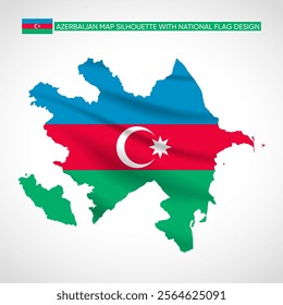 Silhouette of Azerbaijan map filled with the Azerbaijani flag design, symbolizing national pride, cultural heritage, and geographic identity.  
