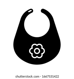 Bebé de silueta con flor. Icono de contorno del accesorio alimentador. Ilustración negra simple de productos para niños pequeños. Imagen vectorial plana aislada en fondo blanco