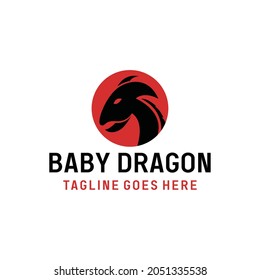 silhouette Baby Dragon Logo vector design. japanese mythology symbol icon graphic. chinese zodiac emblem for Company and business