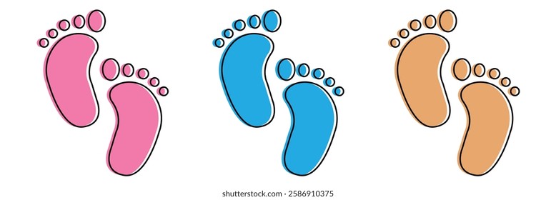 silhouette of baby feet icon on white background. vector illustration of Baby footprints icons. vector illustration eps 888. 