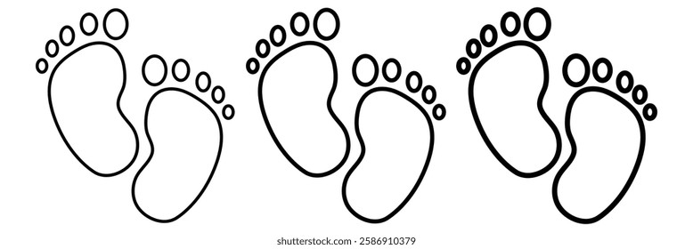 silhouette of baby feet icon on white background. vector illustration of Baby footprints icons. vector illustration eps 888. 