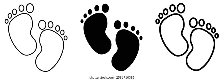 silhouette of baby feet icon on white background. vector illustration of Baby footprints icons. vector illustration eps 888. 