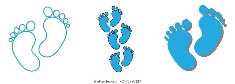 silhouette of baby feet icon over white background. vector illustration. Baby footprints icon isolated on white background. Baby feet sign. Set icons colorful. Vector Illustration.7891 