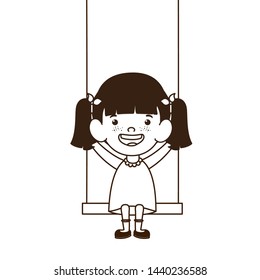 silhouette of baby girl in swing smiling