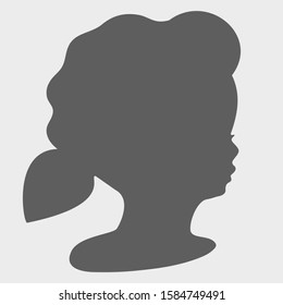 Silhouette of baby head, vector illustration, hair style