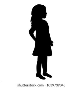 silhouette of baby, little girl in dress