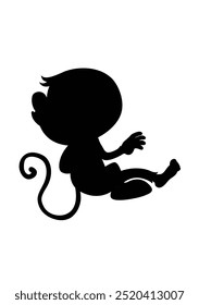 Silhouette of a baby monkey