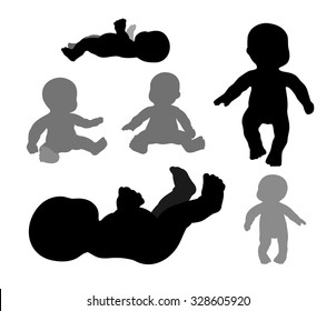 Silhouette of a baby on a white background.