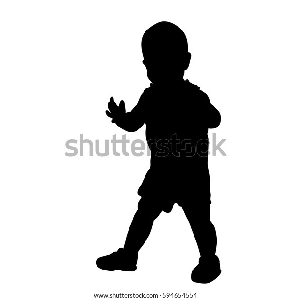 Silhouette Baby Walking Isolated Stock Vector (Royalty Free) 594654554