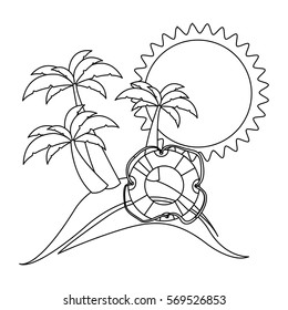 silhouette background beach with inflatable ring