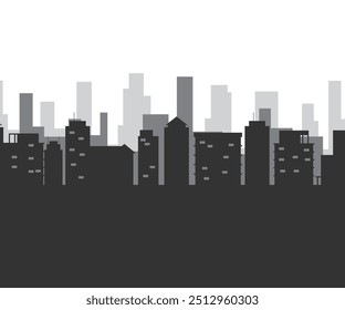 Silhouette background with city buildings many mall. City vector collection