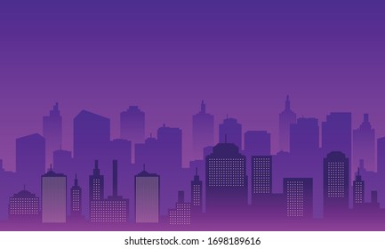 Silhouette background city of night with skyscraper