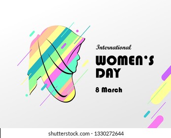 silhouette background with colorful image for celebrates the international women's day