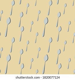 Silhouette Background Of Cutlery. Seamless pattern in flat design style . Kitchen utensils. Vector illustration