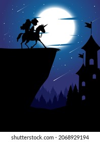 Silhouette background with full moon illustration