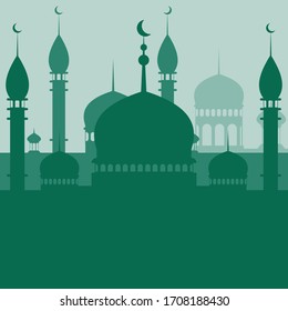 Silhouette background of mosque with copy space below 