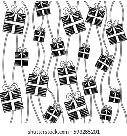 silhouette background set gift box design vector illustration