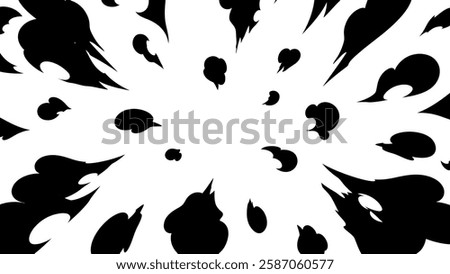 Silhouette background with smoke effect spreading from the center_16:9