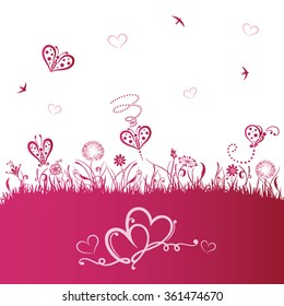 Silhouette background for Valentine's Day, love and hearts