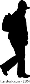 silhouette with backpack