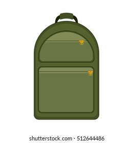 silhouette with backpack camping green