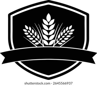 Silhouette Of A Badge With Harvest Symbols - High Quality Vector Graphic